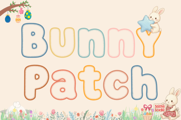 Bunny Patch: The Cozy Faux Stitch Display Font