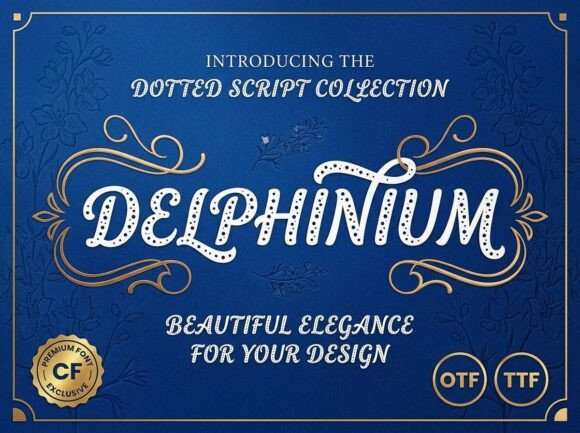 Delphinium: A Premium Dotted Script Typeface for Makers